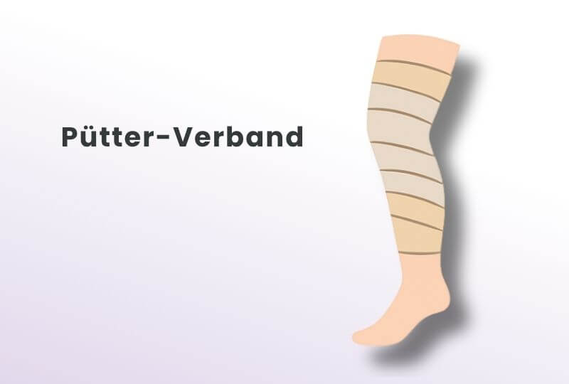 Pütter-Verband gewickelt am Bein