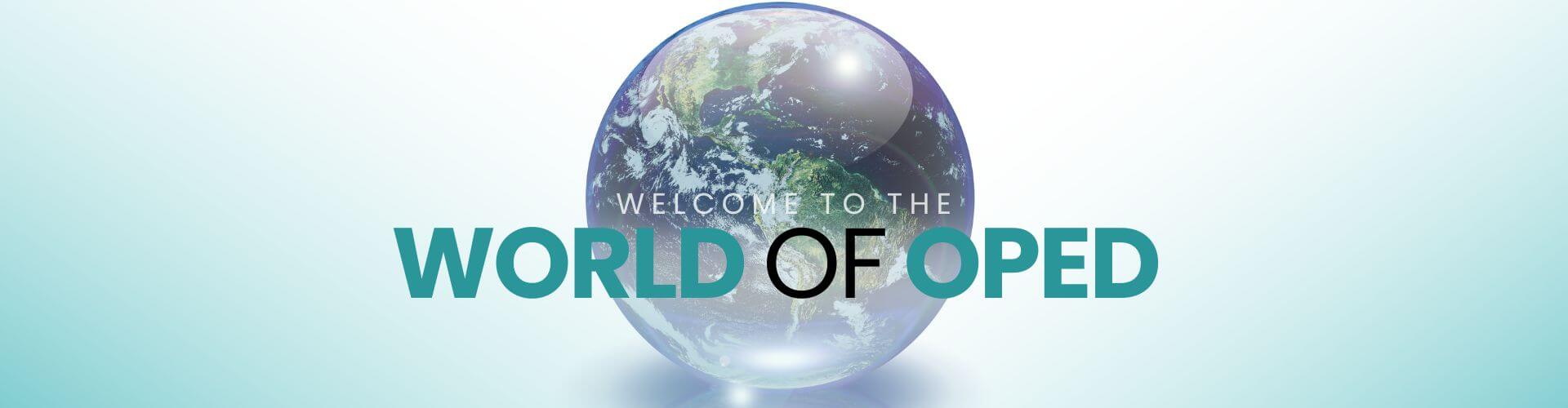 Bild mit Logo "World of OPED" für die OPED Group Website