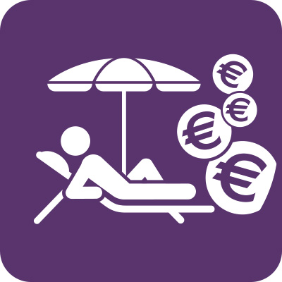 Weißes Icon auf lila farbenem Hintergrund